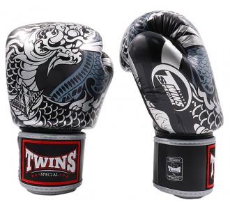 Боксерские перчатки Twins Special с рисунком (FBGV-52 silver/black)